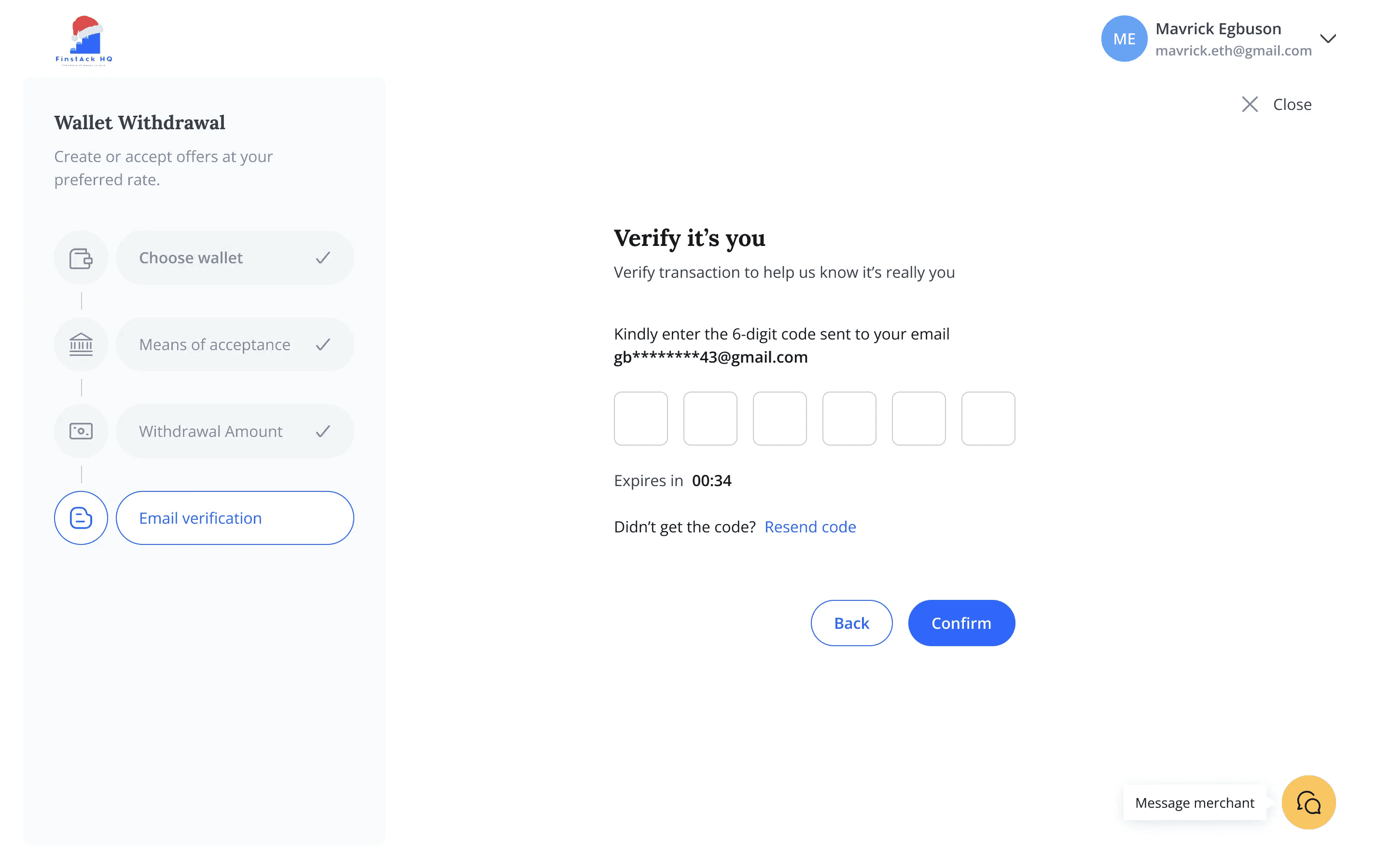 OTP verification screen