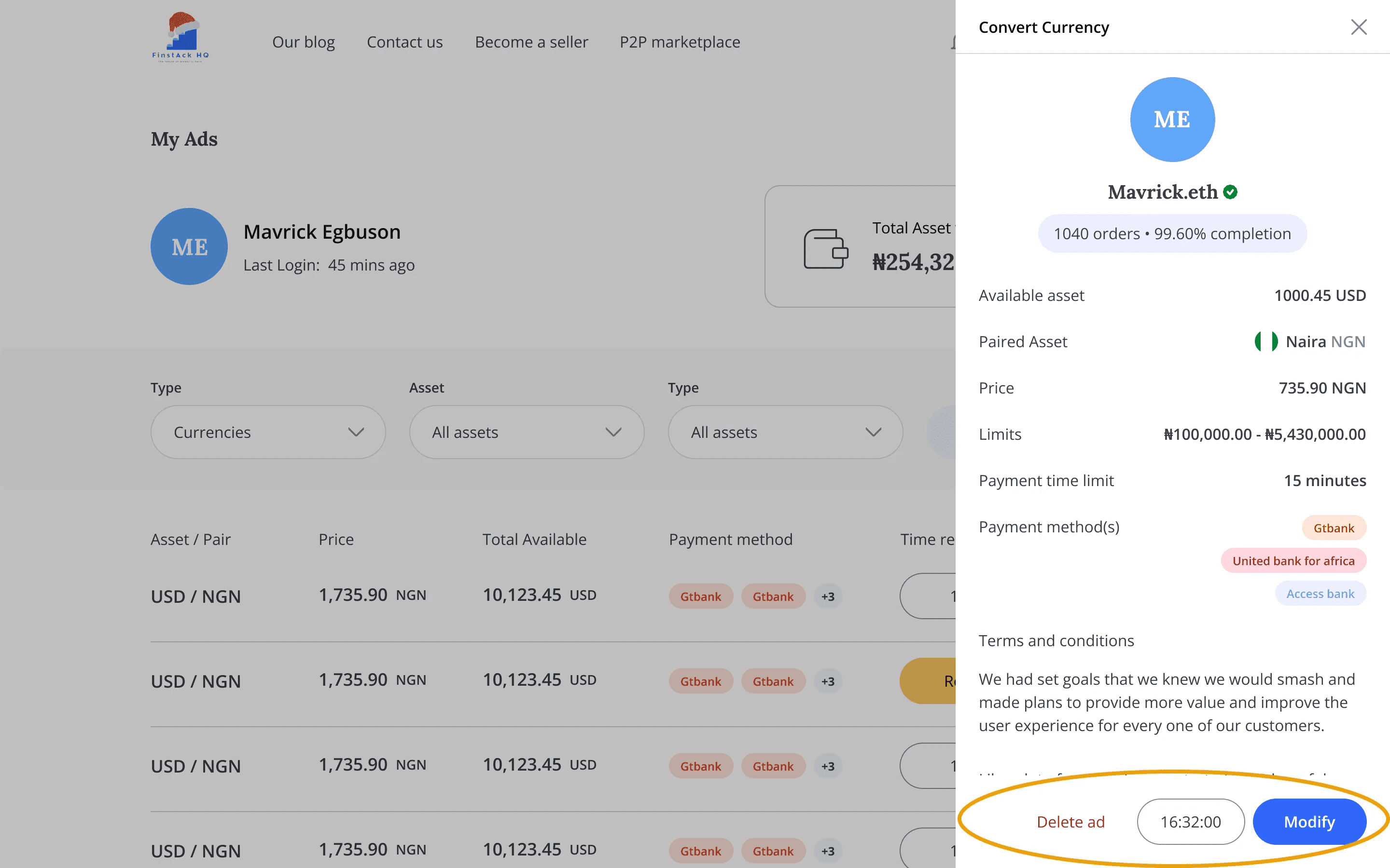 My ads with upload period timer