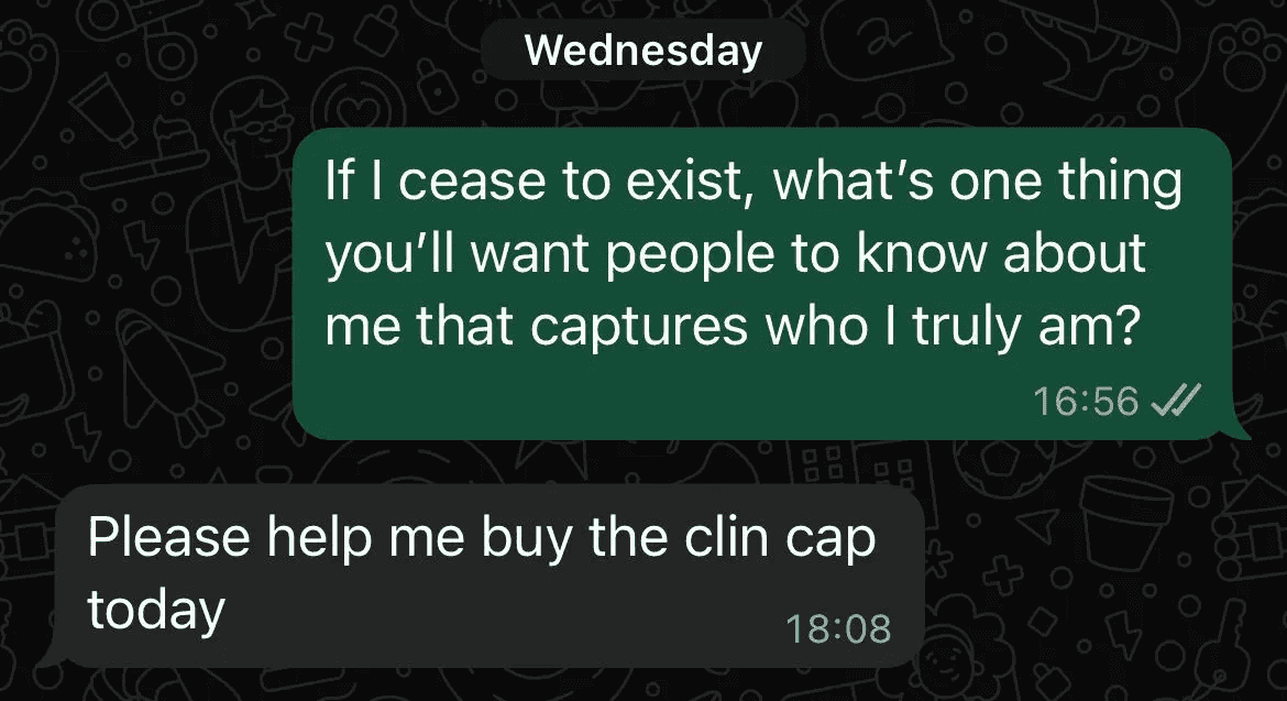 Asking my sister — WhatsApp chat