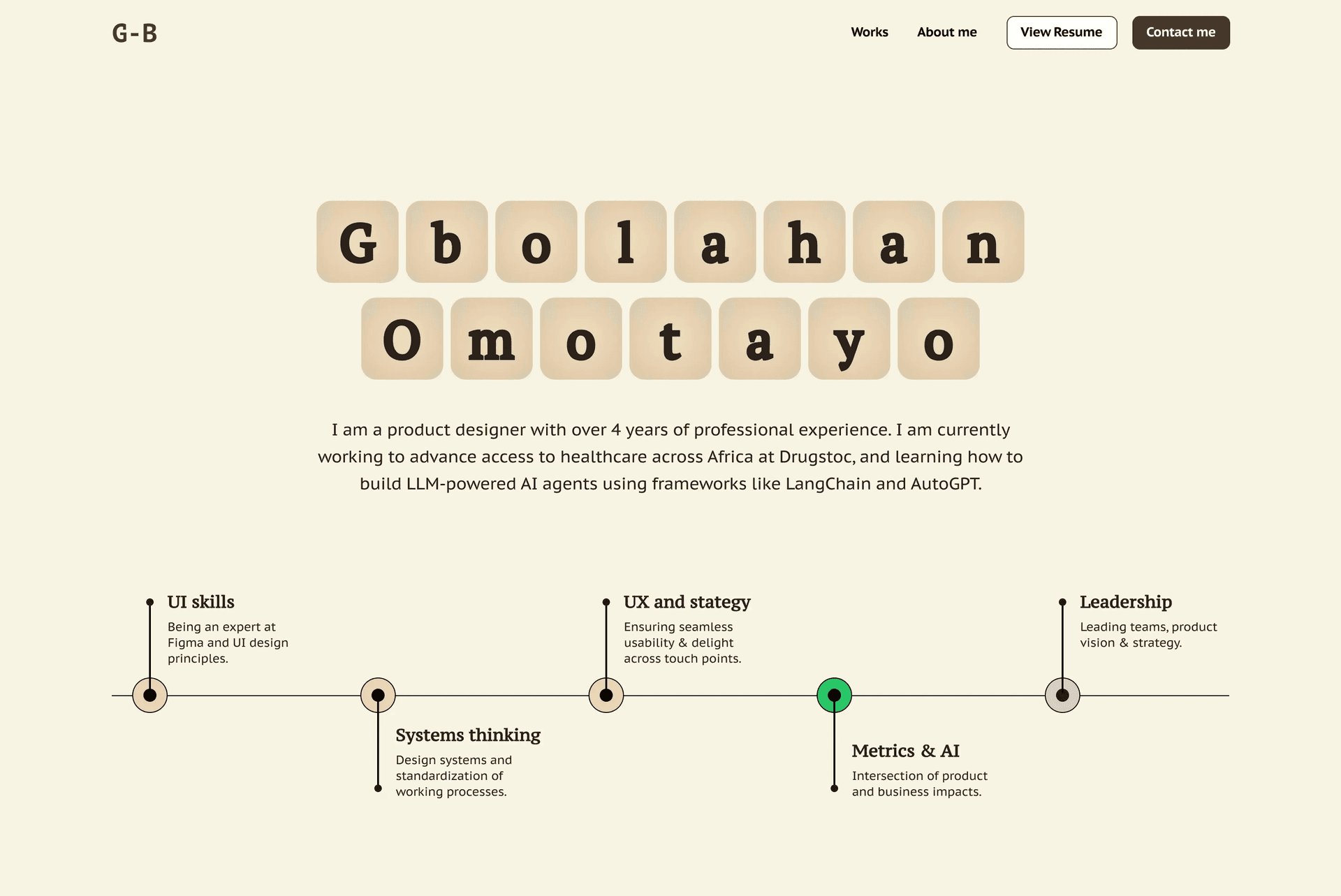Hero section — Scrabble letter tiles