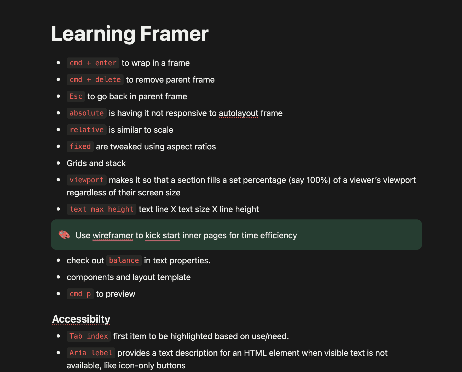 Learning Framer — notes