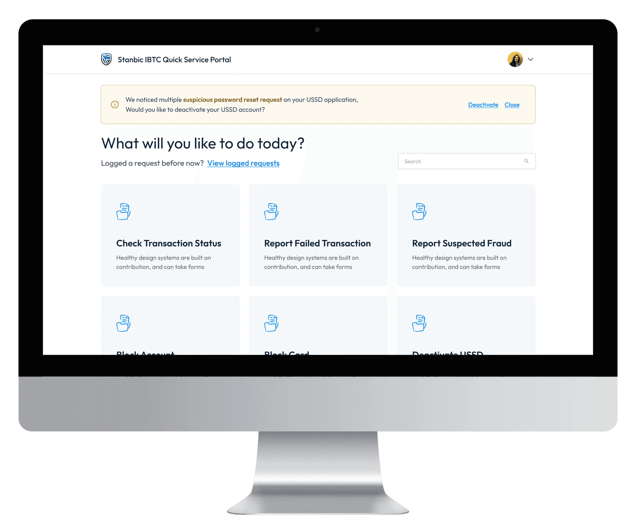 Quick Service Portal; UX audit and redesign